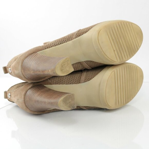 Donald Pliner Womens Boot Size 9.5 Tan Suede Platform Block Heel Bootie Side Zip - Picture 9 of 12